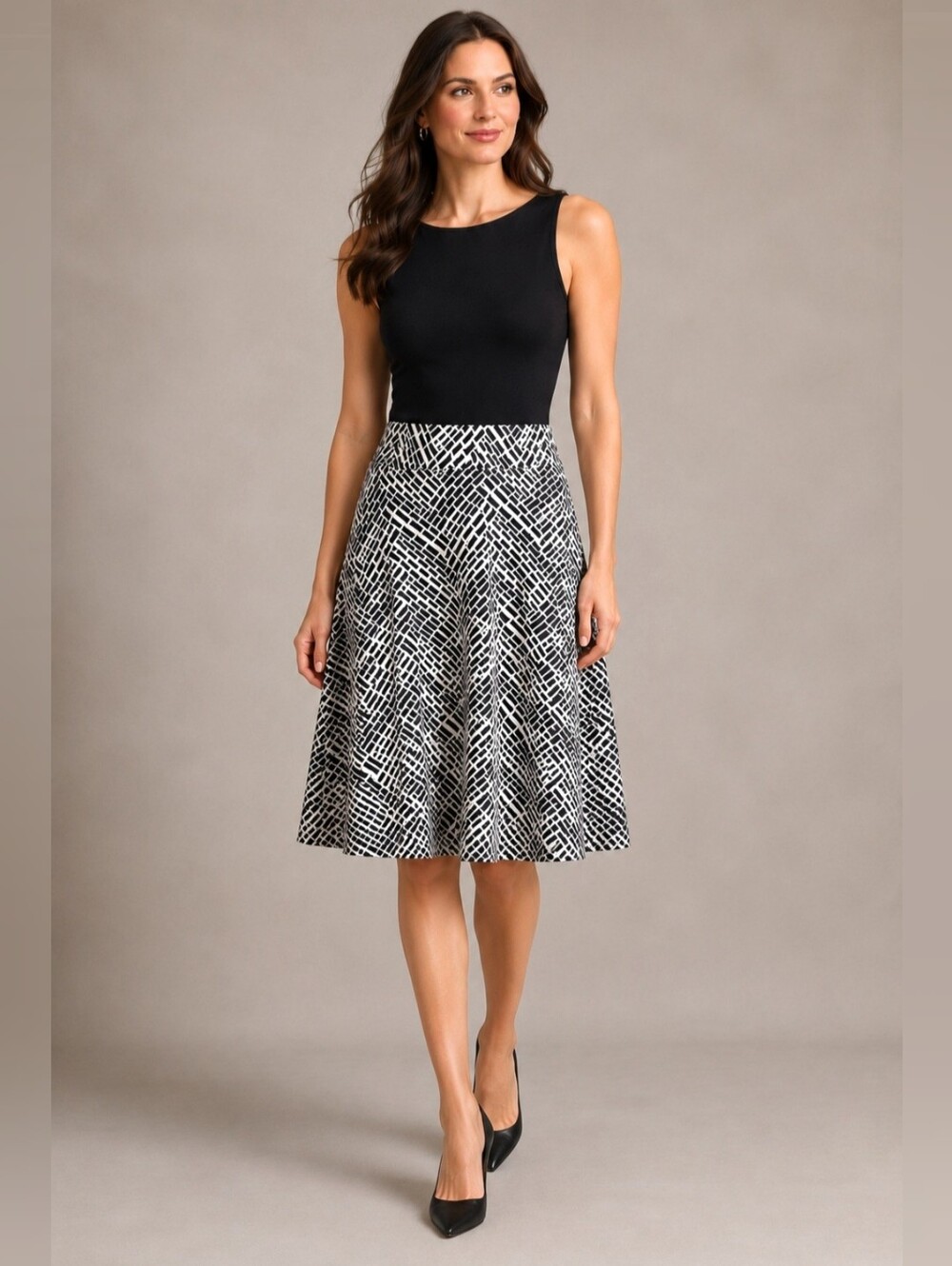 NWT Laura Ashley A-Line Midi Skirt Trip Ready Knits Spring Garden Size Med